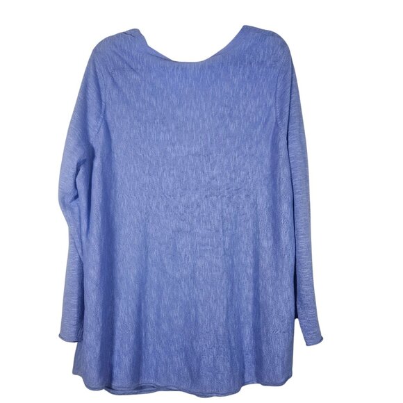 VTG Eileen Fisher Organic Linen Cotton Blue Cardigan 1X Coastal Chic Layering Es - Picture 3 of 11